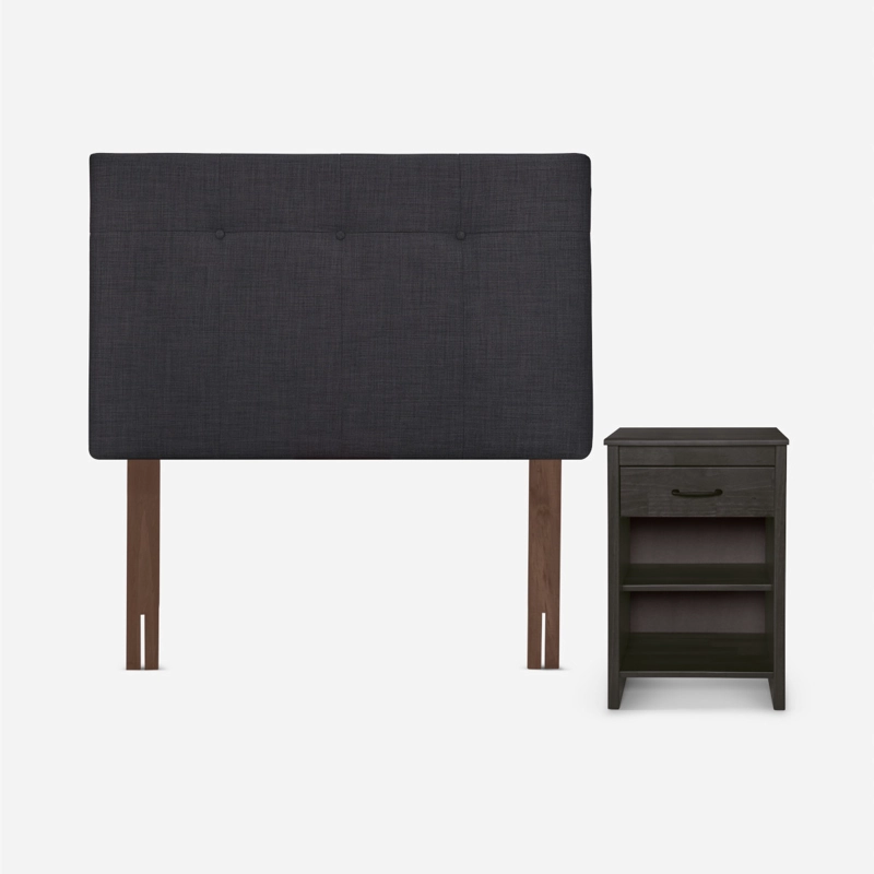 CAMA EUROPEA ROSEN CLASSIQUE+ 1.5 PLAZAS +RESPALDO/VELADOR GRAFITO - 3