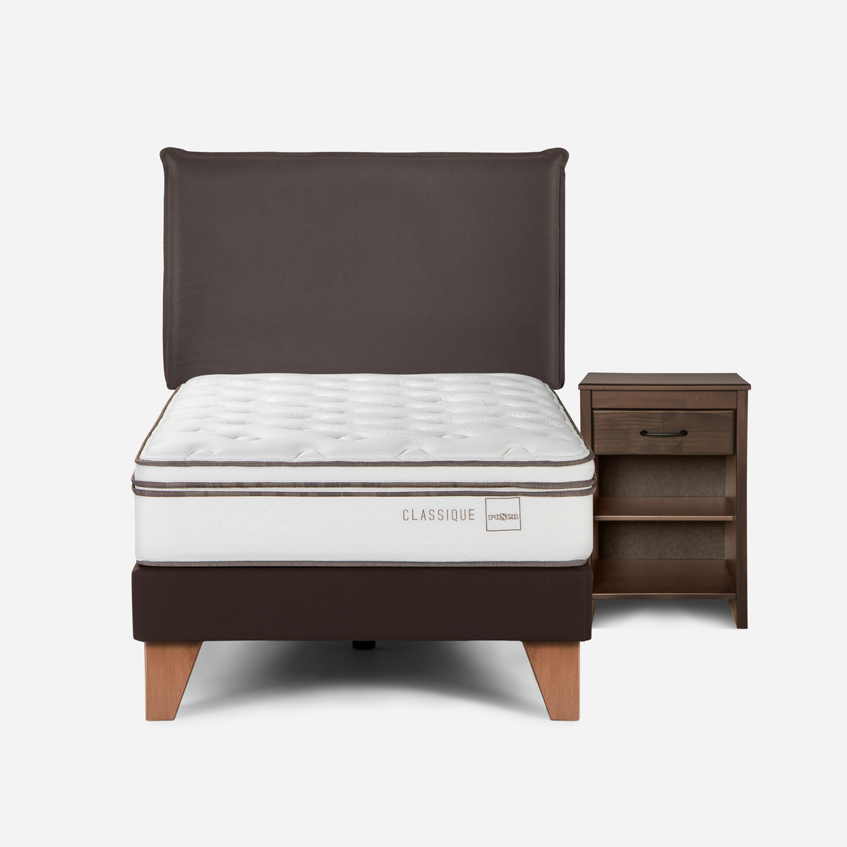 CAMA CLASSIQUE+ 1,5 PLAZAS + MUEBLES MAURICE CHOCOLATE - 1
