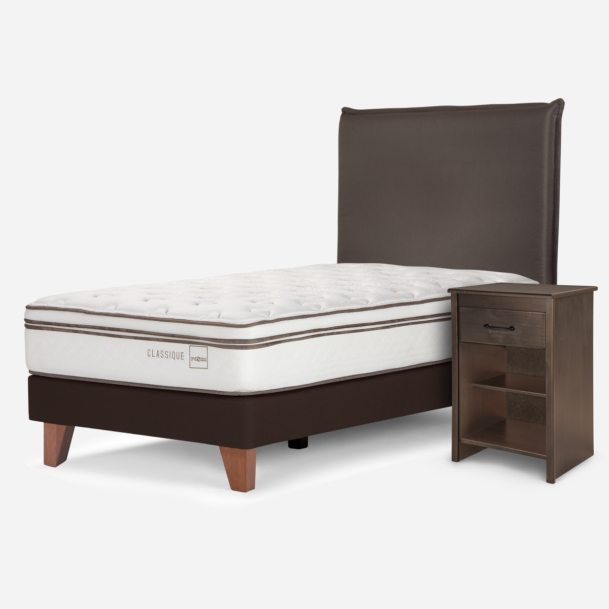CAMA CLASSIQUE+ 1,5 PLAZAS + MUEBLES MAURICE CHOCOLATE - 2