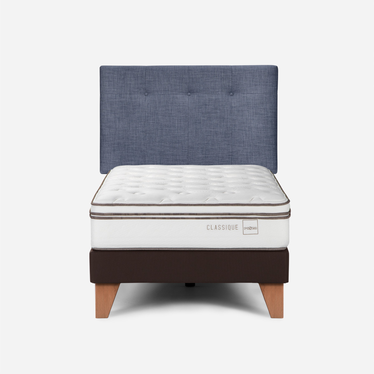 CAMA EUROPEA ROSEN CLASSIQUE+ 1.5 PLAZAS+RESPALDO NEW BENNET DENIM - 1
