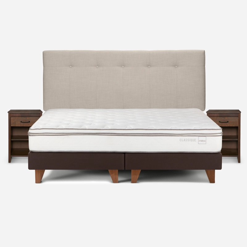 CAMA ROSEN CLASSIQUE+ KING + RESPALDO Y VELADORES MAURICE NATURAL - 1