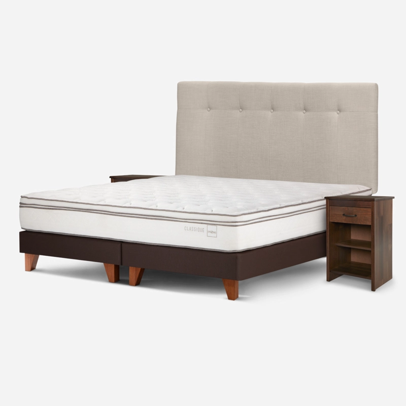 CAMA ROSEN CLASSIQUE+ KING + RESPALDO Y VELADORES MAURICE NATURAL - 2