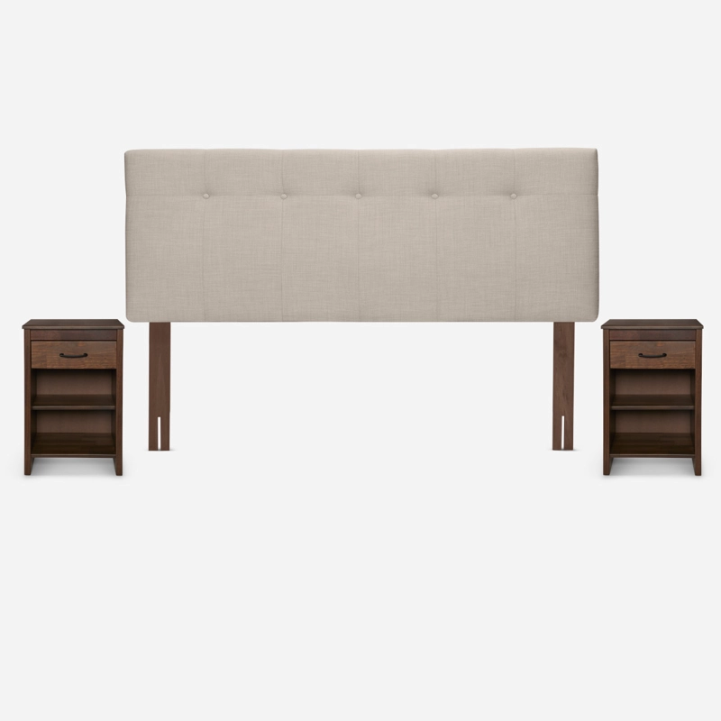 CAMA ROSEN CLASSIQUE+ KING + RESPALDO Y VELADORES MAURICE NATURAL - 3