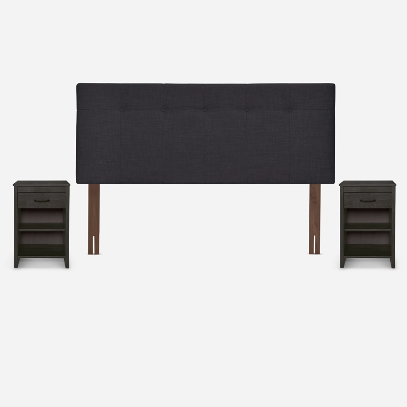 CAMA EUROPEA ROSEN CLASSIQUE+ 2 PLAZAS+RESPALDO +VELADORES GRAFITO - 3