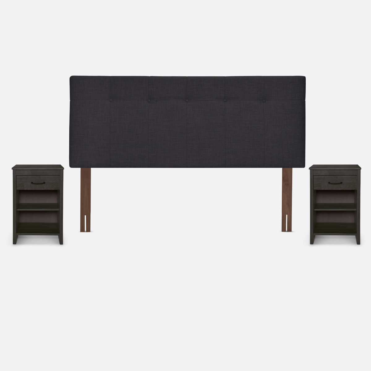 CAMA EUROPEA ROSEN CLASSIQUE+ 2 PLAZAS+RESPALDO +VELADORES GRAFITO - 3