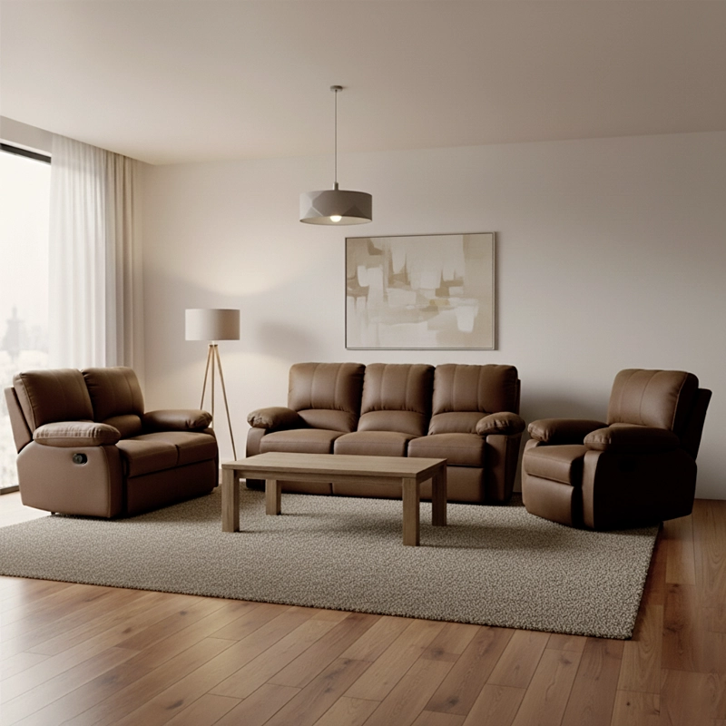 SET ROSEN CAFÉ SOFÁS RECLINABLE 2 Y 3 CUERPOS +BERGERE ARCHIE TELA - 2