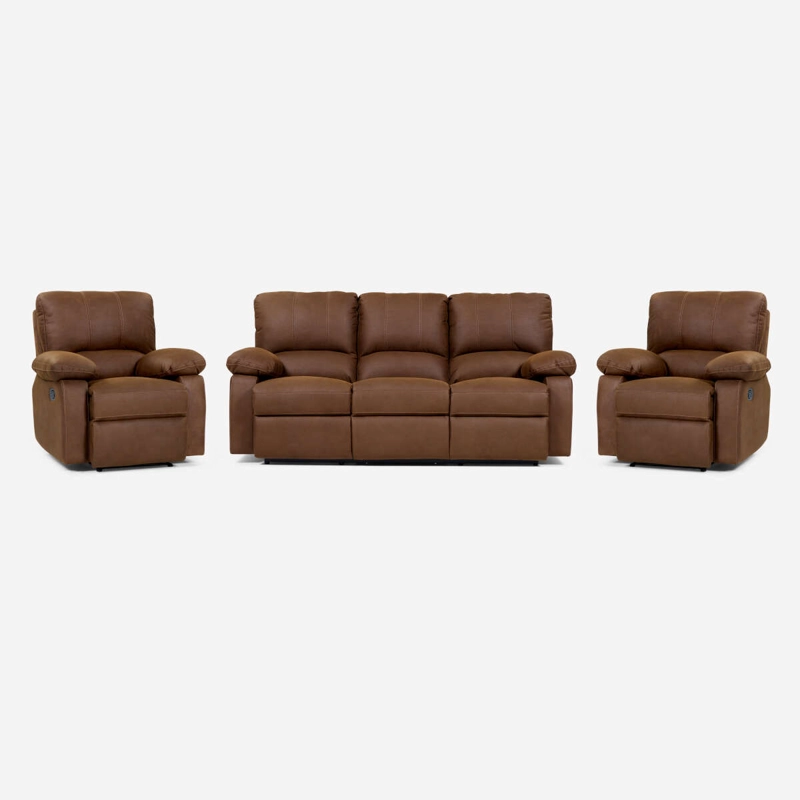 SET ROSEN CAFÉ SOFÁ RECLINABLE 3 CUERPOS + 2 BERGERE ARCHIE TELA - 1