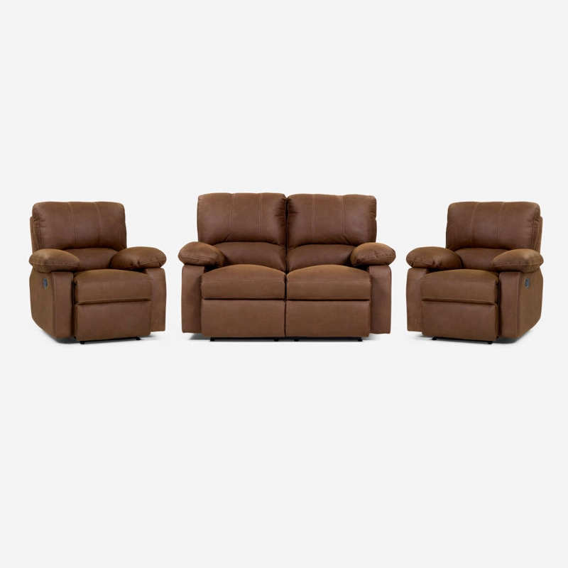 SET ROSEN CAFÉ SOFÁ RECLINABLE 2 CUERPOS + 2 BERGERE ARCHIE TELA - 1