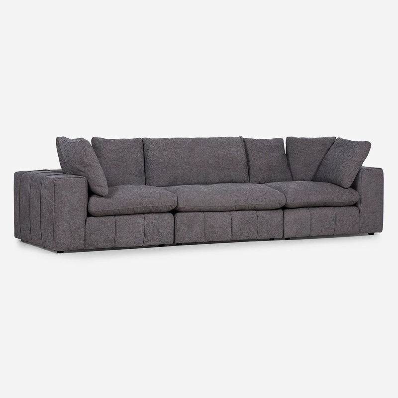SOFÁ ROSEN 5 CUERPOS / TABLERO TERCIADO GRIS SECCIONAL DORNIE TELA 3 PIEZAS - 1