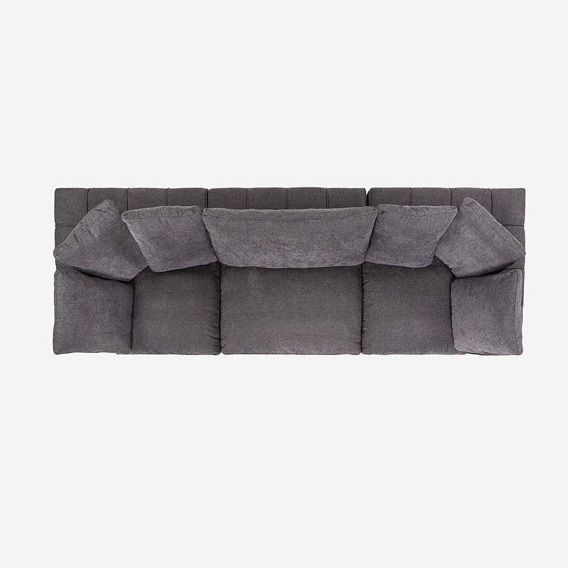 SOFÁ ROSEN 5 CUERPOS / TABLERO TERCIADO GRIS SECCIONAL DORNIE TELA 3 PIEZAS - 3