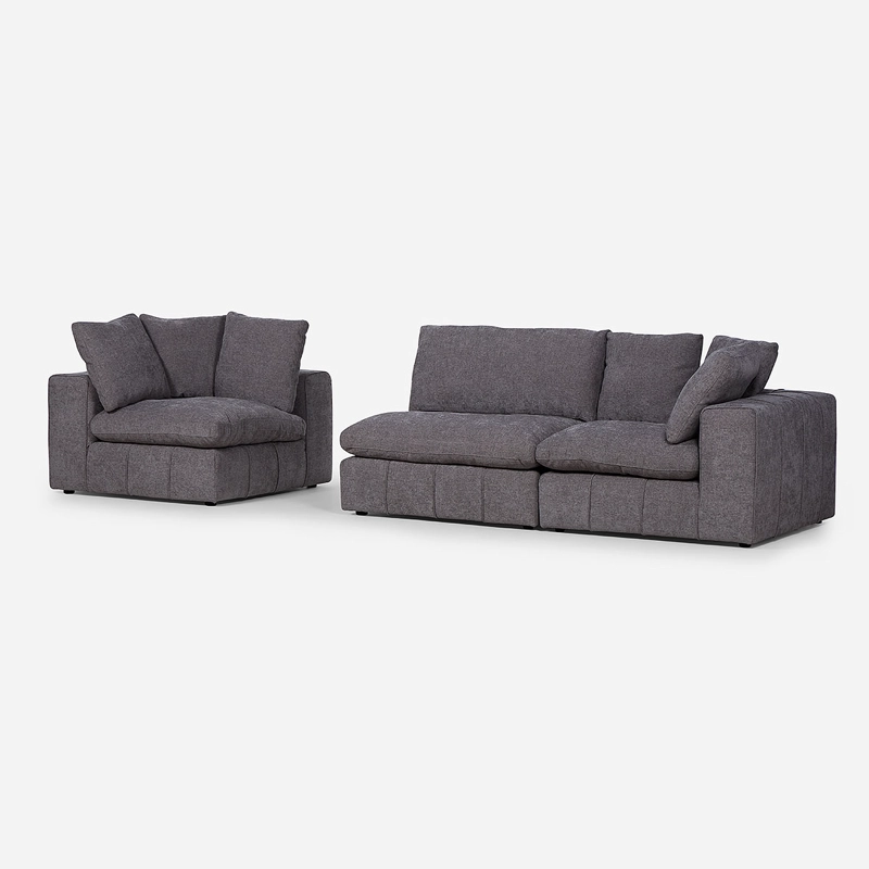 SOFÁ ROSEN 5 CUERPOS / TABLERO TERCIADO GRIS SECCIONAL DORNIE TELA 3 PIEZAS - 6