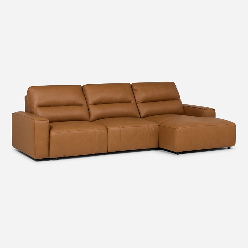 SOFÁ ROSEN CAMEL SECCIONAL RECLINABLE DERECHO LIMBER CUERO - 1