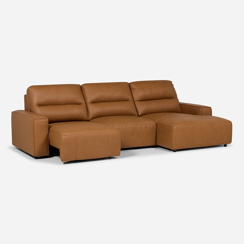 SOFÁ ROSEN CAMEL SECCIONAL RECLINABLE DERECHO LIMBER CUERO - 2