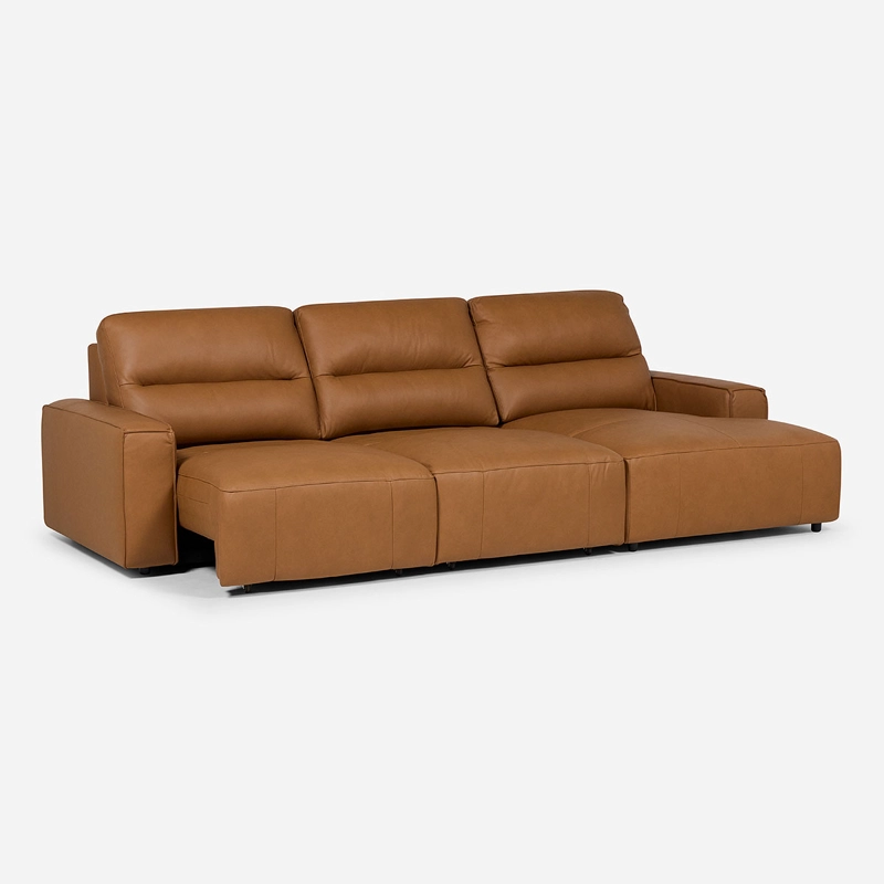 SOFÁ ROSEN CAMEL SECCIONAL RECLINABLE DERECHO LIMBER CUERO - 3