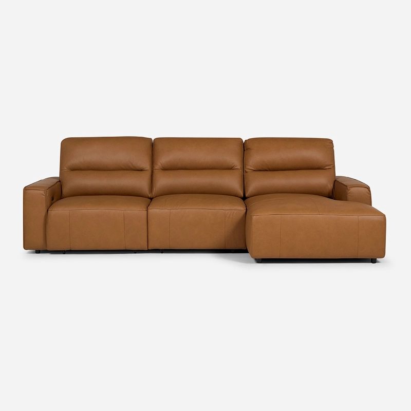 SOFÁ ROSEN CAMEL SECCIONAL RECLINABLE DERECHO LIMBER CUERO - 4