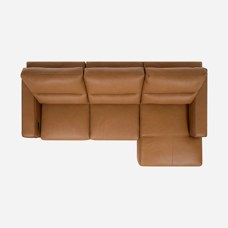 SOFÁ ROSEN CAMEL SECCIONAL RECLINABLE DERECHO LIMBER CUERO - 5
