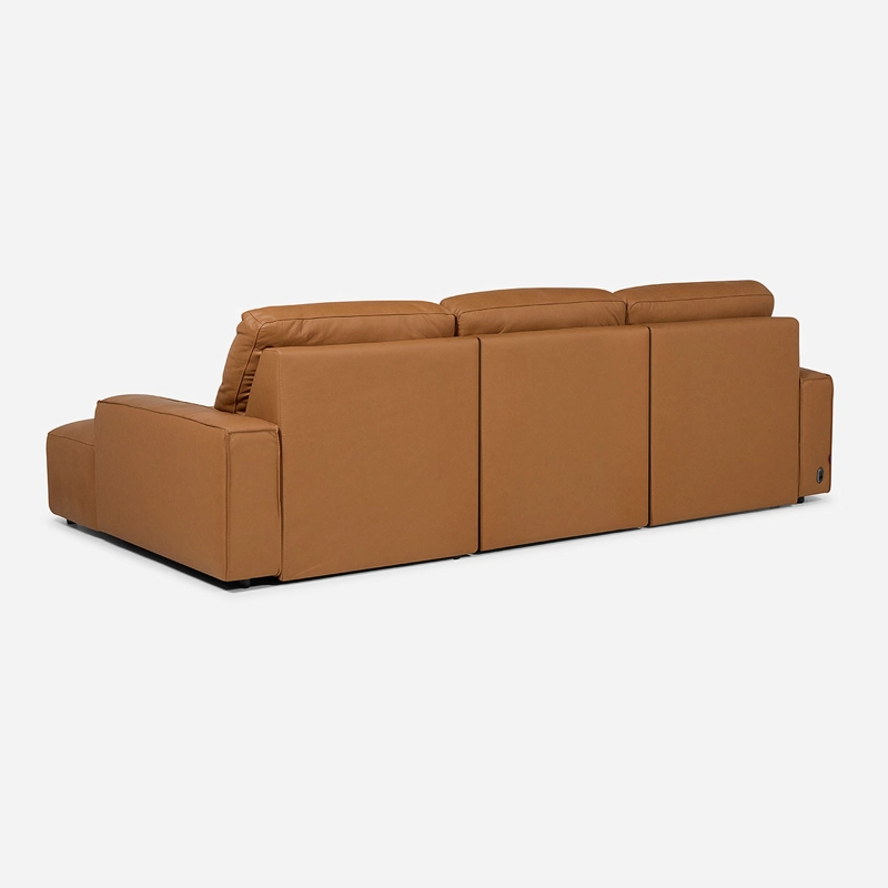 SOFÁ ROSEN CAMEL SECCIONAL RECLINABLE DERECHO LIMBER CUERO - 6