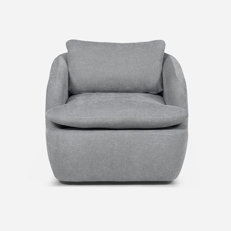 POLTRONA GIRATORIA ROSEN NEWTON TELA GRIS PLATA - 2
