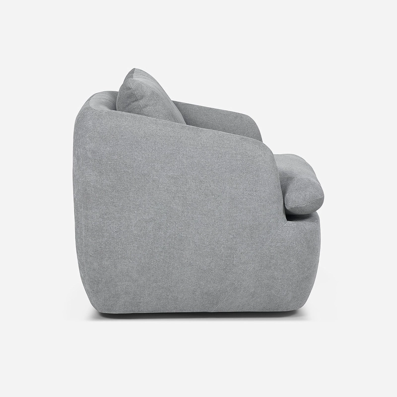 POLTRONA GIRATORIA ROSEN NEWTON TELA GRIS PLATA - 3