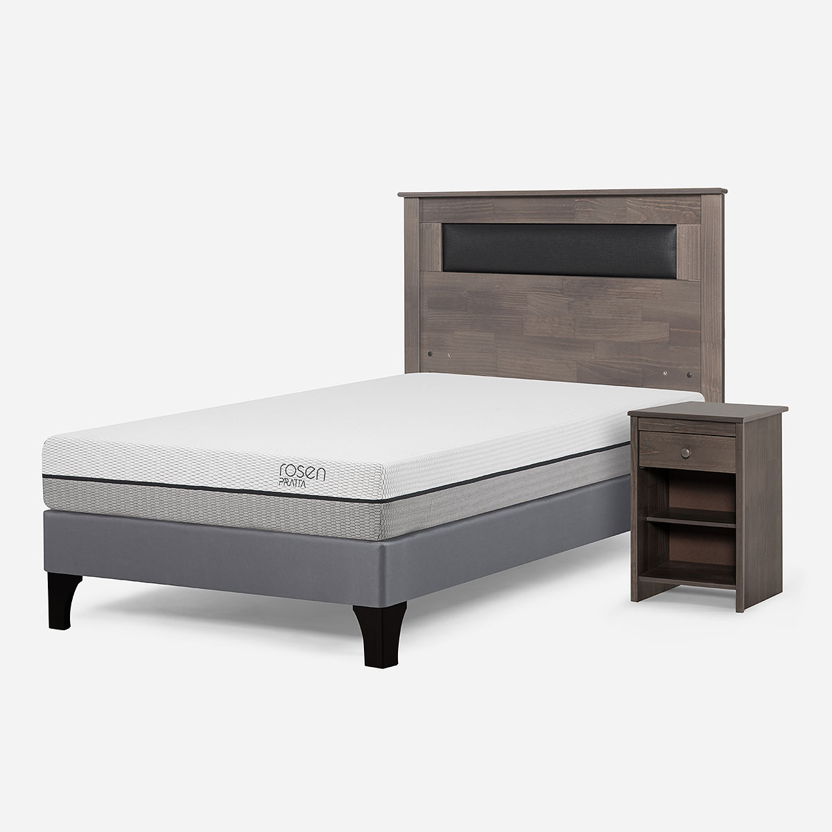 CAMA EUROPEA ROSEN PRATTA 1 PLAZA PATA MADERA + MUEBLES FERRARA GR - 2