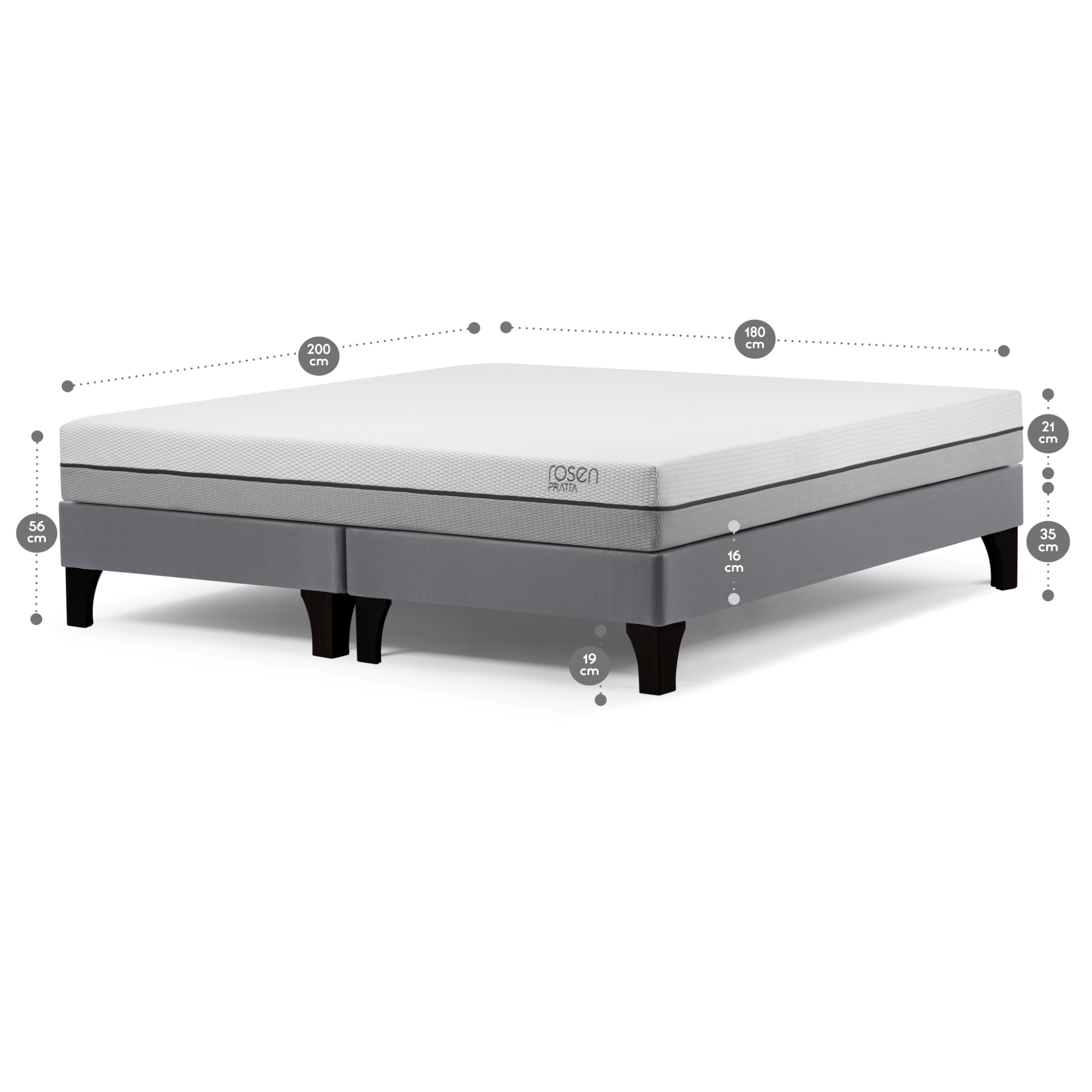 CAMA EUROPEA ROSEN PRATTA KING 180X200 CM + ALMOHADAS FIBRA LIGHT - 2