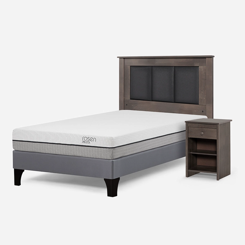 CAMA EUROPEA ROSEN PRATTA 1 PLAZA PATA MADERA + RESPALDO + VELADOR - 2
