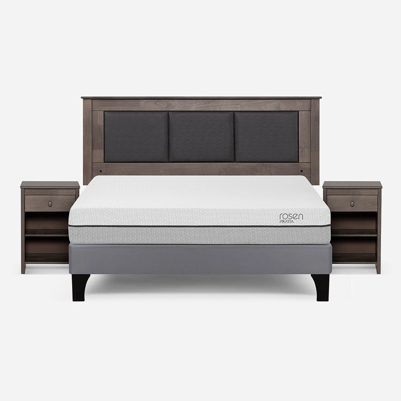 CAMA EUROPEA ROSEN PRATTA 2 PLAZAS BN P. MADERA+RESPALDO+VELADORES - 1