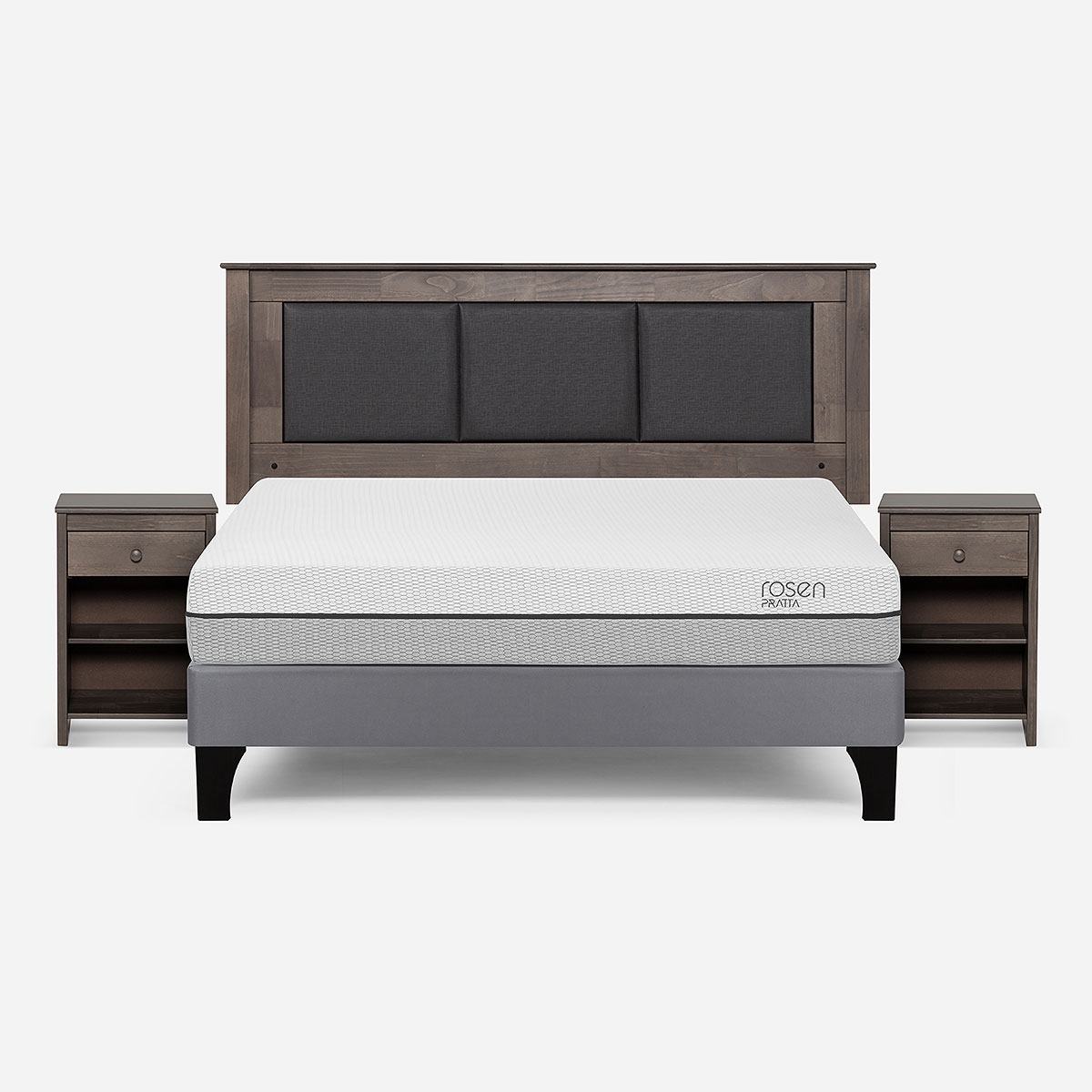 CAMA EUROPEA ROSEN PRATTA 2 PLAZAS BN P. MADERA+RESPALDO+VELADORES - 1