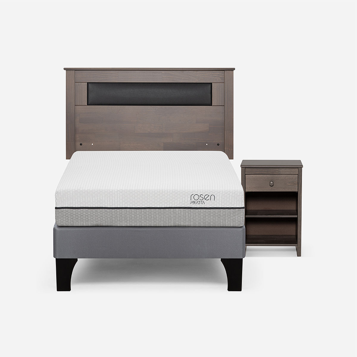 CAMA EUROPEA ROSEN PRATTA 1.5 PLAZAS P. MADERA+MUEBLES FERRARA GRA - 1