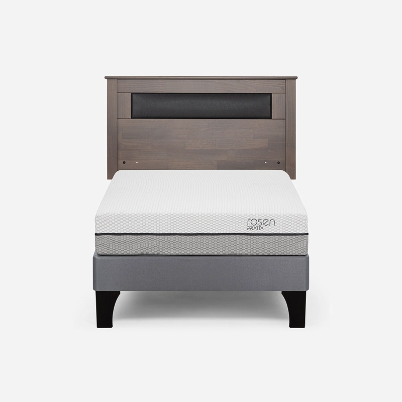CAMA EUROPEA ROSEN PRATTA 1.5 PLAZAS PATA MADERA+ RESPALDO FERRARA - 1