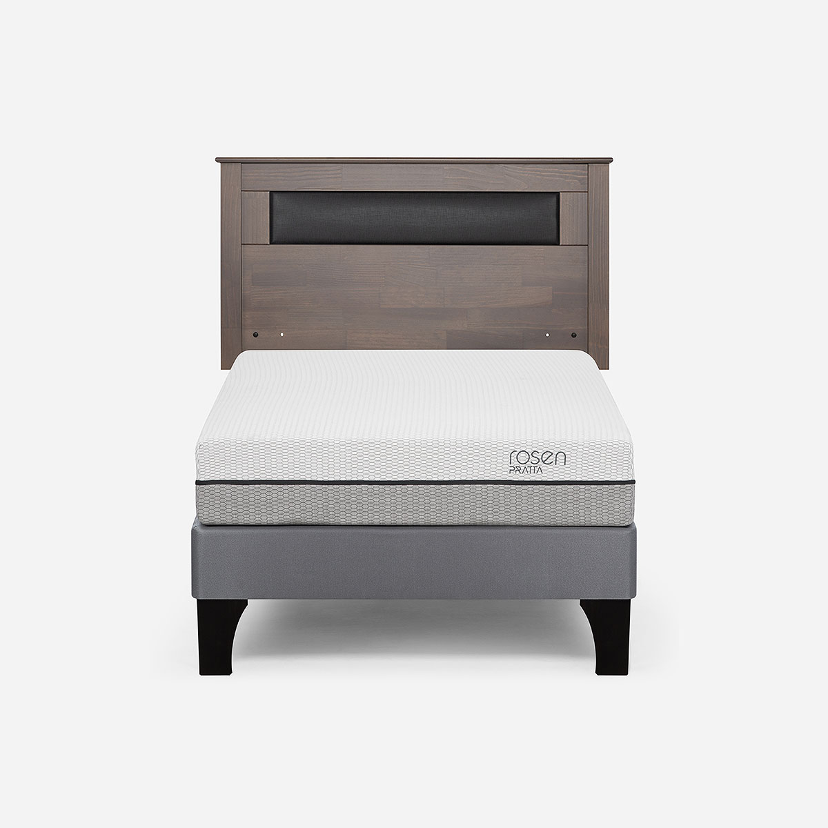 CAMA EUROPEA ROSEN PRATTA 1.5 PLAZAS PATA MADERA+ RESPALDO FERRARA - 1