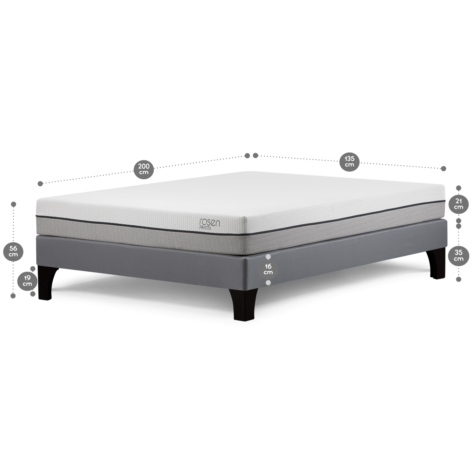 CAMA EUROPEA ROSEN PRATTA FULL 135X200 CM + ALMOHADA FIBRA LIGHT - 2