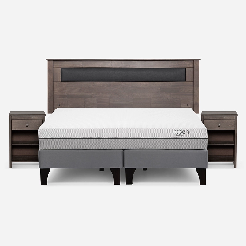 CAMA EUROPEA ROSEN PRATTA KING BD PATA MADERA + MUEBLES FERRARA - 1
