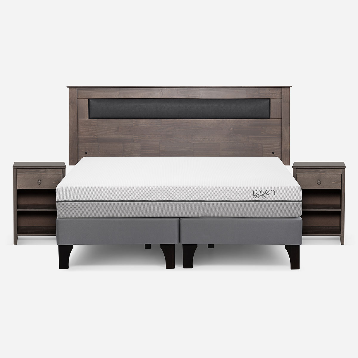 CAMA EUROPEA ROSEN PRATTA KING BD PATA MADERA + MUEBLES FERRARA - 1