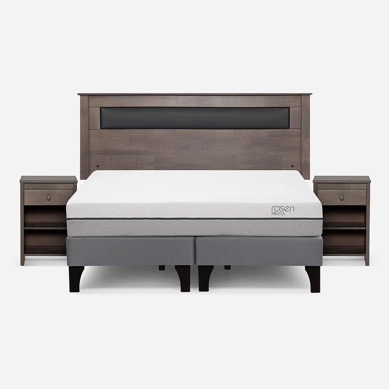 CAMA EUROPEA ROSEN PRATTA 2 PLAZAS BD PATA MADERA+ MUEBLES FERRARA - 1