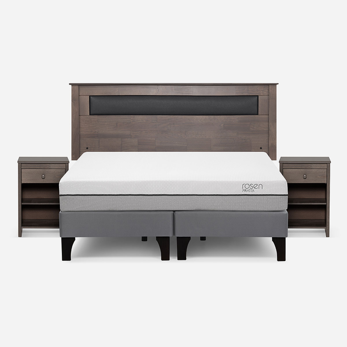 CAMA EUROPEA ROSEN PRATTA 2 PLAZAS BD PATA MADERA+ MUEBLES FERRARA - 1