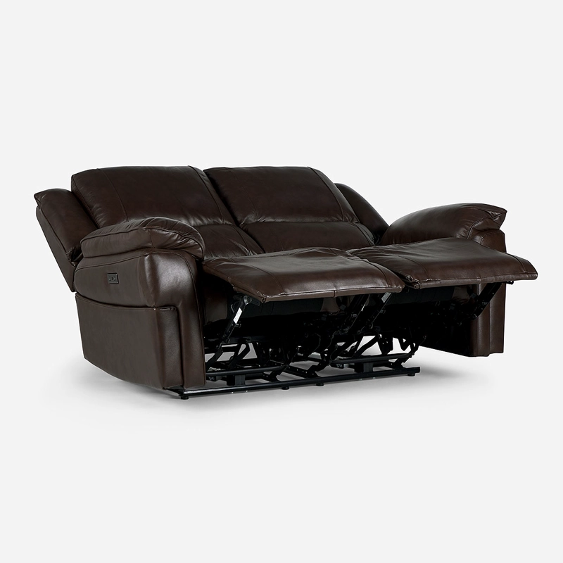 SOFÁ ROSEN 2 CUERPOS CUERO CAFE RECLINABLE JEFF ELÉCTRICO CHESTNUT - 1