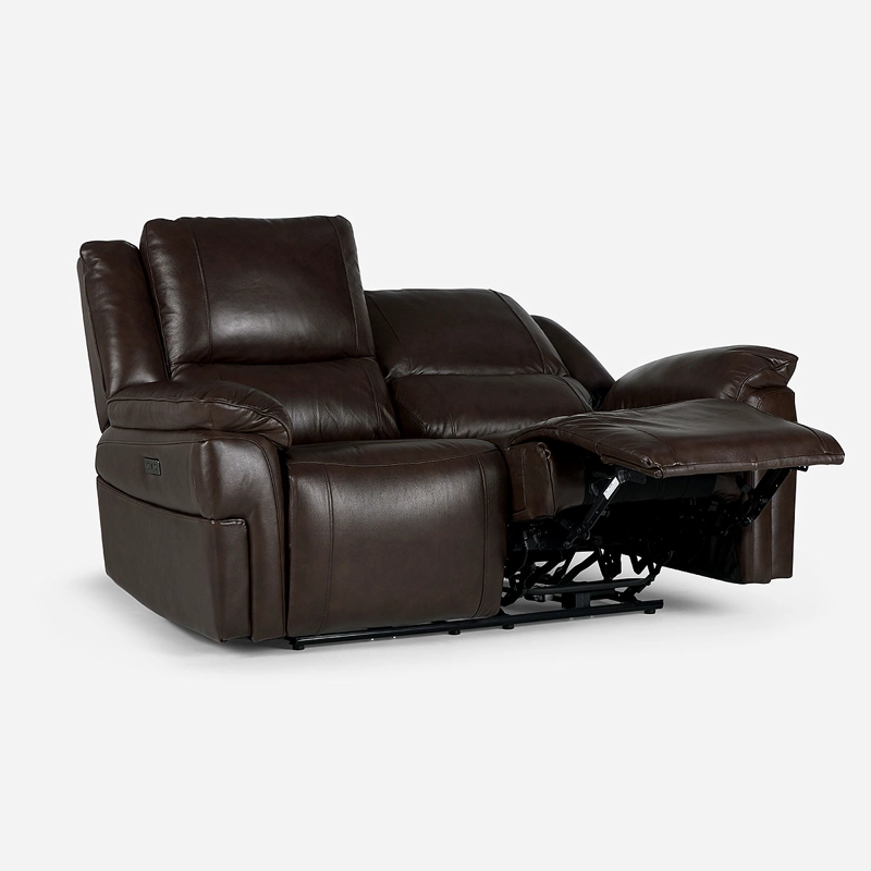 SOFÁ ROSEN 2 CUERPOS CUERO CAFE RECLINABLE JEFF ELÉCTRICO CHESTNUT - 3