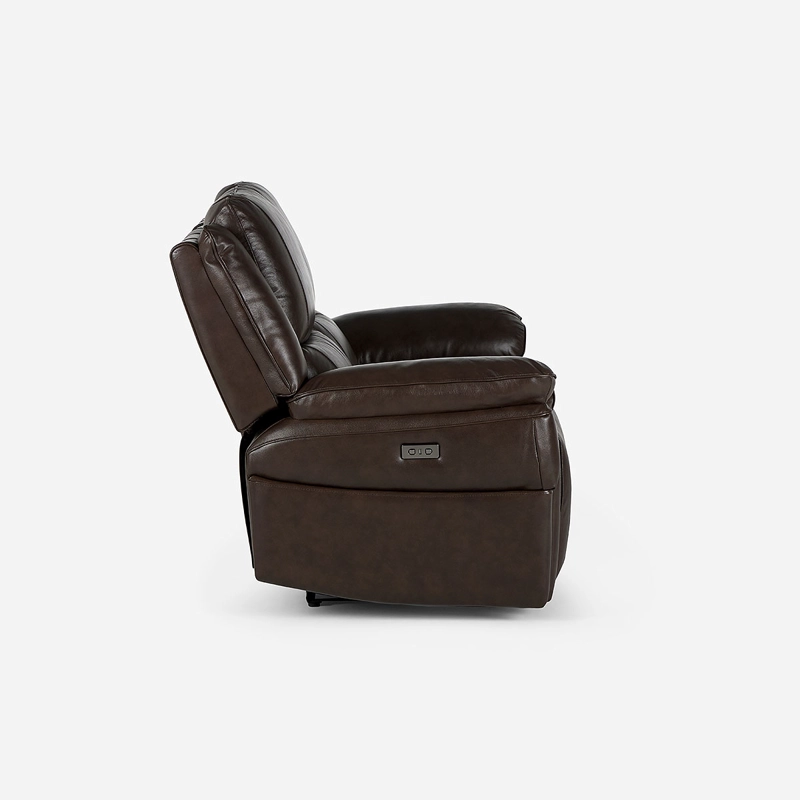 SOFÁ ROSEN 2 CUERPOS CUERO CAFE RECLINABLE JEFF ELÉCTRICO CHESTNUT - 5