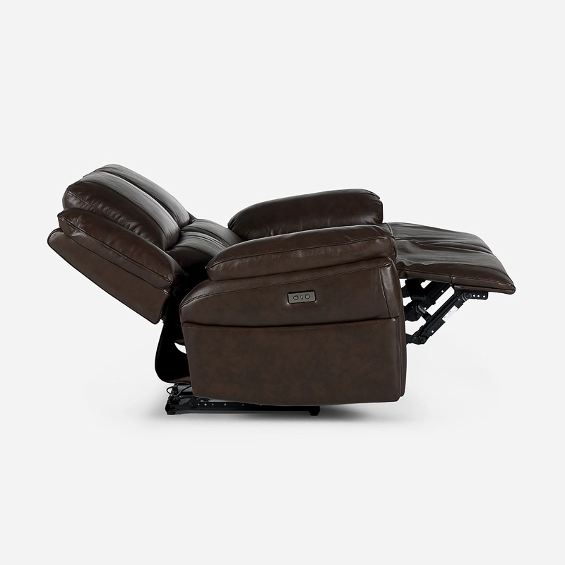 SOFÁ ROSEN 2 CUERPOS CUERO CAFE RECLINABLE JEFF ELÉCTRICO CHESTNUT - 6