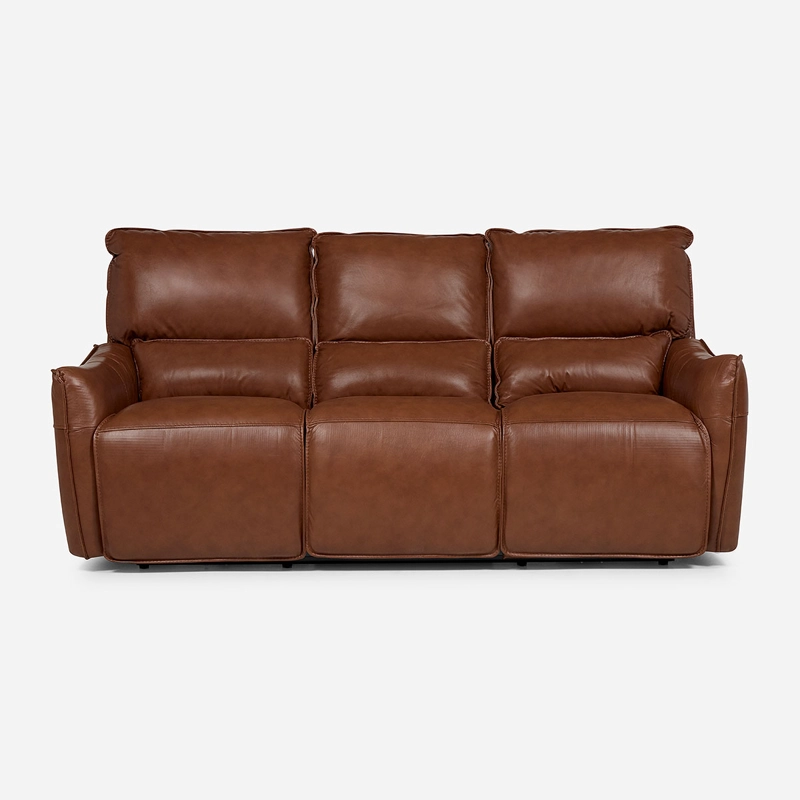 SOFÁ ROSEN 3 CUERPOS CUERO CAFÉ RECLINABLE MATT ELÉCTRICO - 3