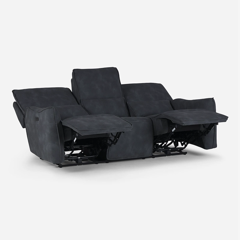 SOFÁ ROSEN 3 CUERPOS GRAFITO RECLINABLE MATT ELÉCTRICO TELA - 1