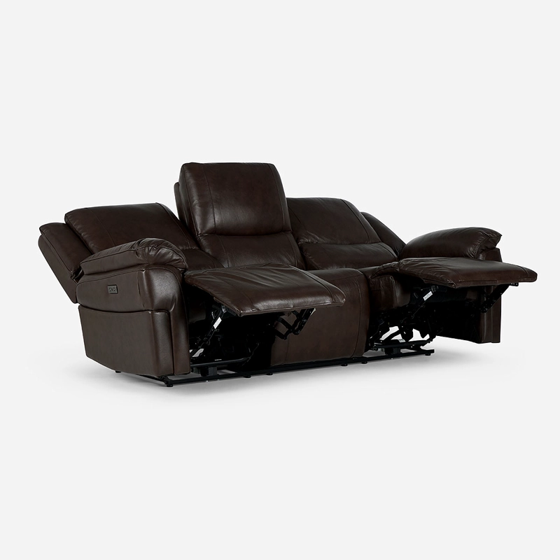SOFÁ ROSEN 3 CUERPOS CUERO CAFE RECLINABLE JEFF ELÉCTRICO CHESTNUT - 1