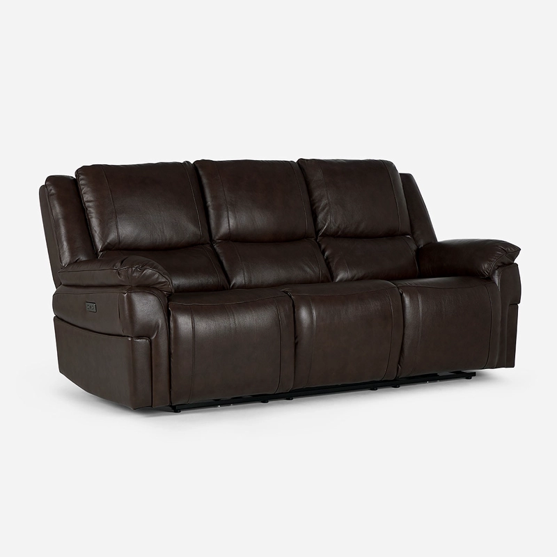 SOFÁ ROSEN 3 CUERPOS CUERO CAFE RECLINABLE JEFF ELÉCTRICO CHESTNUT - 2