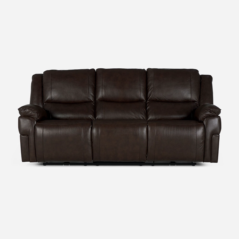 SOFÁ ROSEN 3 CUERPOS CUERO CAFE RECLINABLE JEFF ELÉCTRICO CHESTNUT - 3