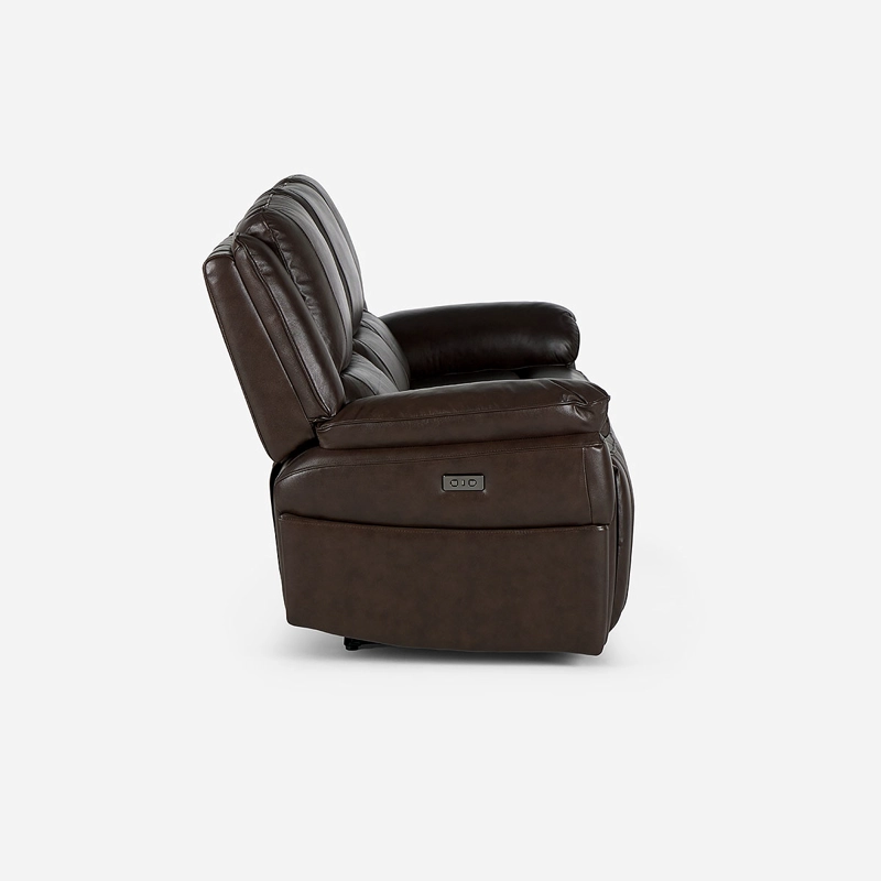 SOFÁ ROSEN 3 CUERPOS CUERO CAFE RECLINABLE JEFF ELÉCTRICO CHESTNUT - 4