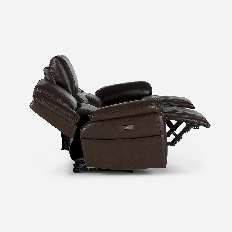 SOFÁ ROSEN 3 CUERPOS CUERO CAFE RECLINABLE JEFF ELÉCTRICO CHESTNUT - 5