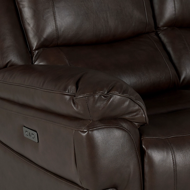 SOFÁ ROSEN 3 CUERPOS CUERO CAFE RECLINABLE JEFF ELÉCTRICO CHESTNUT - 6