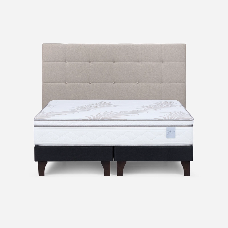 CAMA EUROPEA ROSEN NEO PLUS KING 180X200 CM + RESPALDO ISSEY BEIGE - 1