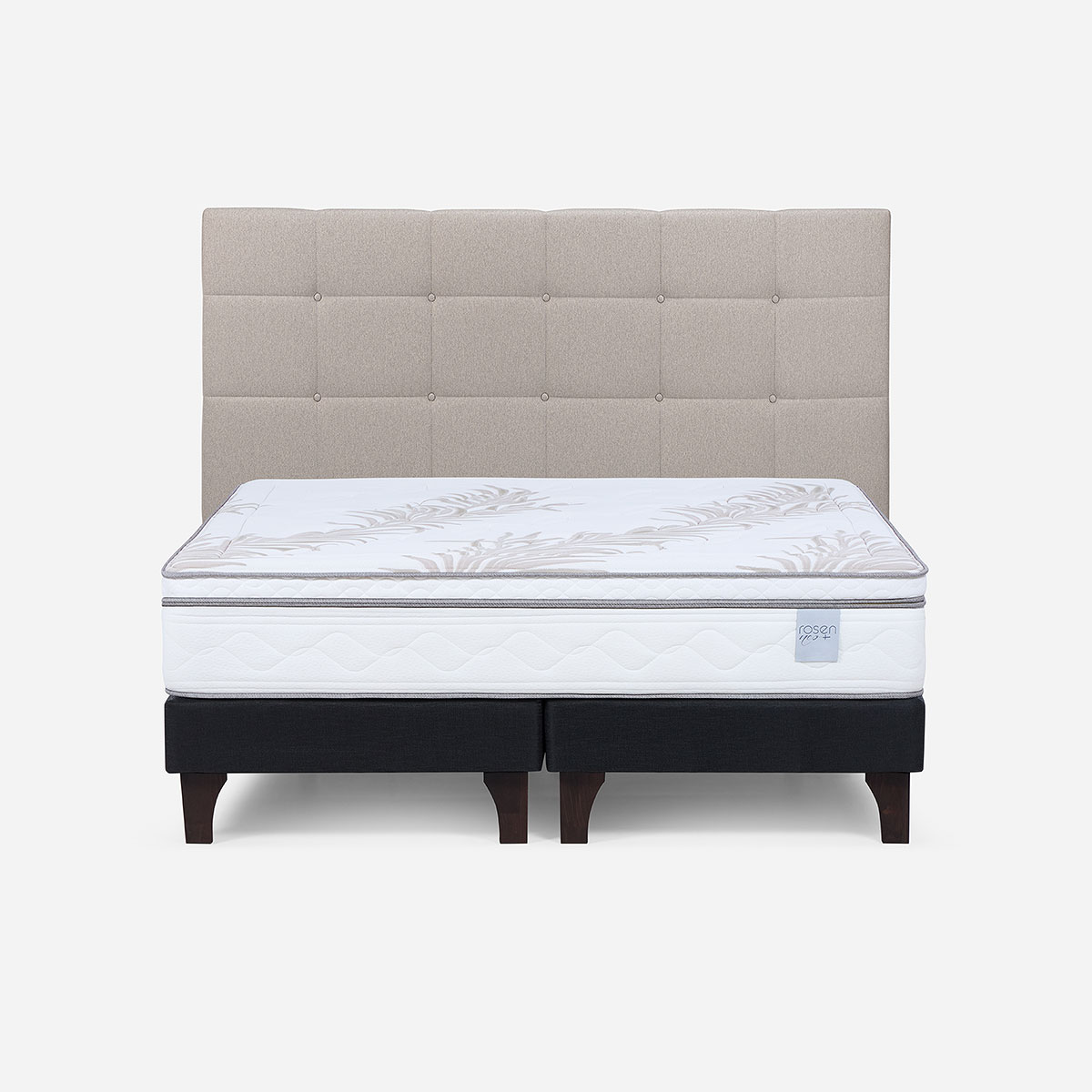 CAMA EUROPEA ROSEN NEO PLUS KING 180X200 CM + RESPALDO ISSEY BEIGE - 1